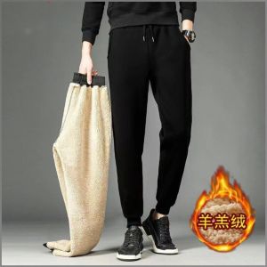 กางเกงผ้าฟลีซ กักเก็บความอบอุ่นได้ดี ทนทาน กางเกงขายาว พอดี หนาขึ้น เชอร์ปา ขนาดใหญ่