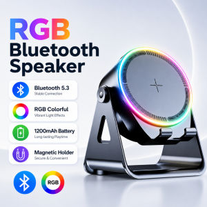 5in1 Bluetooth 5.3 Induction Speaker with Phone Stand RGB Light Portable Wireless Speaker 1200mAh TF Card Support