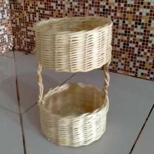 Rak bawang rak penyimpanan bumbu dapur dari rotan asli