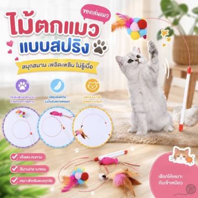 Boqi factory ของเล่นแมว ไม้ตกแมว แบบสปริง ล่อแมว ลวดสลิง Z