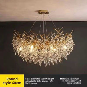 ( Tricolor Light ) Dining Room Crystal Chandelier round Art Simple Atmosphere French Entry Lux Villa Luxury Living Room Crystal Lamps