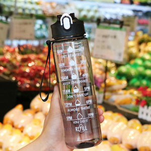 costel 750ML High Appearance Transparent Water Cup Large Capacity Sports Water Bottle Outdoor Sports Scale Straw Handle Water Bottle Cup