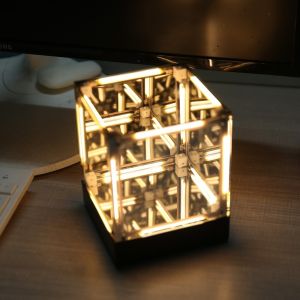 NOBLELYN Maglev Technology Electronic Game Desktop Light Transparent Cube LED Lighting Maglev Hypercube 4D Night Light Creative Place Ornaments Desktop Night Light Desktop Decor