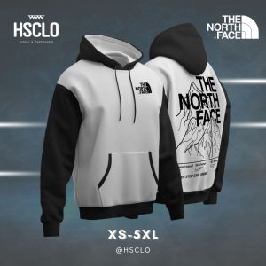 Hoodie Sweater Jumper HSCLO THE NORTH FACE WHITE BLACK HOODIE Bahan Fleece Jaket Lengan Panjang Ukuran Jumbo Big Size XS S M L XL XXL 3XL 4XL 5XL