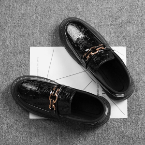 【KLEE】Mens casual shoes British leather shoes student Korean style trendy social youth breathable mens shoes business small leather shoes