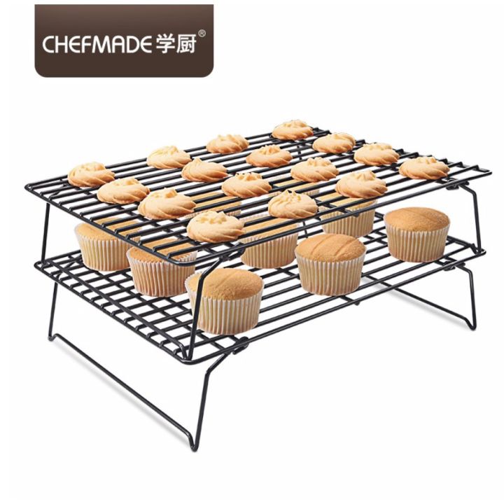 [CHEFMADE.os] Non-stick Cooling Rack Stackable Wire Grid Cooling Tray ...