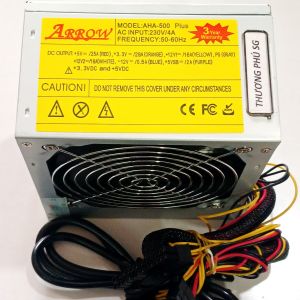 Nguồn máy tính Arrow 500W Quạt 12Cm Đầu cắm 24 Pin (20+4 Pin) CPU 8 Pin (4+4 Pin) 2 SATA 2 ATA)