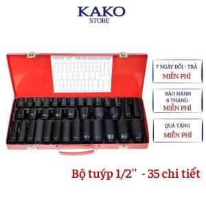 Bộ khẩu vặn ốc bộ tuýp mở bulong 1/2 inch đen thép CRV 35 chi tiết Kako.