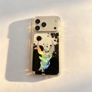 Cartoon Liquid Phone Case for iPhone 17 16 15 Pro Max Black Water Soft Edges Shell Protective Transparent Hard Back Cover Capa