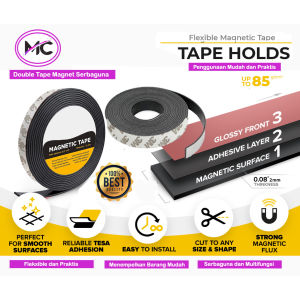 Magnet Tape 3m Magnetic Strip Double Tape Lebar Tebal Perekat Magnet Tempelan Dinding Barang Organizer Serbaguna Praktis Rubber Magnet Kulkas Pintu Kawat Nyamuk Karet