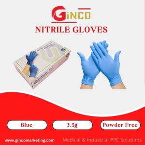 GINCO Multi-Size Disposable Nitrile Gloves 3.5g Powder-Free Food Safe - Blue/Black/White 9" Length 1Ctn