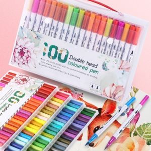 12/24/36/48/86 Highlighters Watercolour Pens Colour Dual Tip Markers Drawing Brushes Art Supplies1