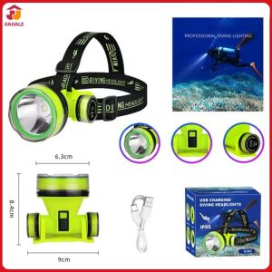 ไฟฉายดําน้ํา IPX8 LED ระยะไกล 200 เมตร กันน้ํา ชาร์จไฟได้ สําหรับตกปลากลางคืน