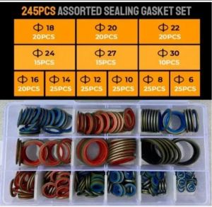 100/245pcs High Pressure Hydraulic Rubber Oil Bonded Washer NBR Metal Seal Ring Drain Plug Gasket Fit Combined Sealing Ring Set