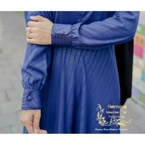 Gamis embos wolfis warna navy hermosa/gamis navy murah/gamis navy hermosa