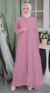 Gamis Cringkle Premium Mix Brokat Tile Malika Gamis Kondangan Cantik Dan Elegan Model Terbaru