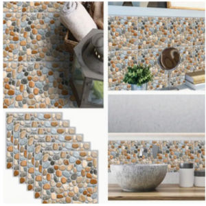 24pcs WONGIRL Self-Adhesive Marble Wall Stickers - Easy Peel & Stick Decorative Plastic Murals for Bedroom & Bathroom