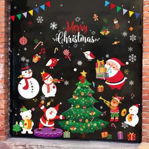 Decal trang trí noel dán cửa kínhdecor giáng sinh - HÍT TĨNH ĐIỆN 2 MẶT in sắc nét Mẫu Ghép NL014