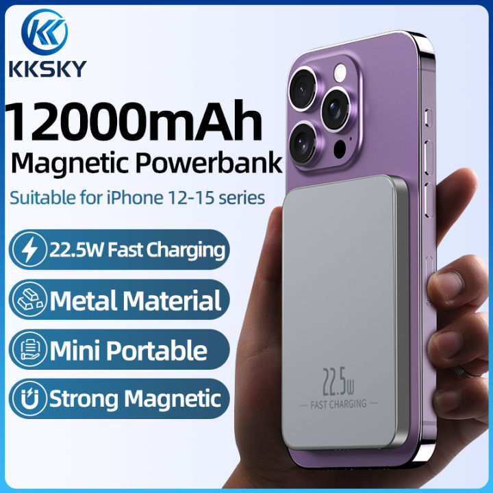 KKSKY Original Brand 12000mAh Power Bank Wireless PD20W Wired Type C  Fast Charging Powerbank Magnetic Wireless Charging Magsafe for iPhone