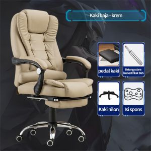 Kursi kulit kantor Gaming Eksekutif Tinggi Kembali Ergonomis Kursi Kantor Ergonomis Pijatan Tugas Berat Kursi Berbaring Sandaran kaki Teleskopik yang Nyaman