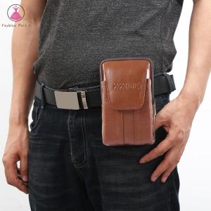 【Fashion Park】♬ กระเป๋าคาดเอวหนังวัวผู้ชายกระเป๋าเงินใส่โทรศัพท์แบบลำลองสีพื้นกระเป๋าคาดเอว