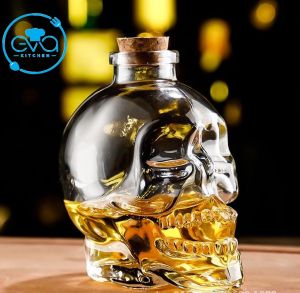 Bình Rót Thuỷ Tinh Đầu Lâu Nút Bần Glass Skull Decanter 350ml SP969