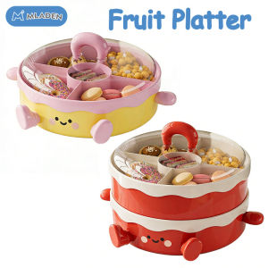 MLADEN 2 Tier Fruit Platter Nut Snack Storage Box New Year Fruit Platter Candy Dish Living Room Desktop Decor