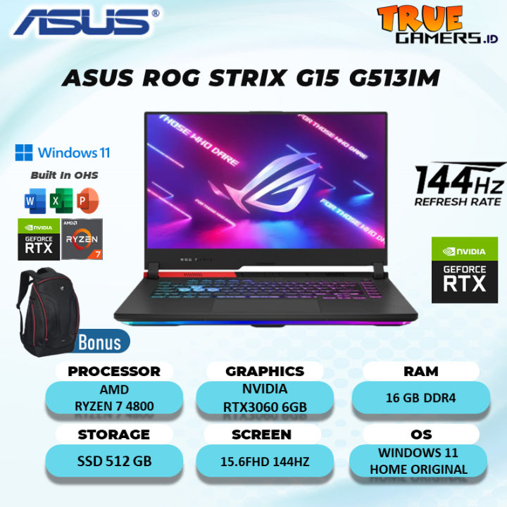 Laptop Gaming ASUS ROG STRIX G15 G513IM RTX3060 6GBRYZEN 4800