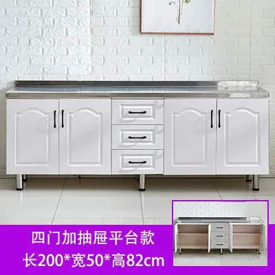 Kitchen Cabinet Gas Stove Cabinet Stainless Steel Sink Cabinet Cupboard Simple Storage Locker Cabinet