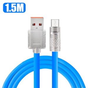 120W 6A Super Fast Charge Cable Silicone Type-C Charger Data Cable USB Zinc Alloy Bold Data Line 1-2m USB Cable for Xiaomi Huawei Samsung
