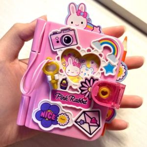 GIORGIONE พร้อมตัวล็อค สมุดจดลับสำหรับเด็ก ของเล่นการ์ตูน กระต่ายสีชมพู สมุดบันทึกเขียนสำหรับเด็ก สร้างสรรค์และสร้างสรรค์ คาวาอิ นักเรียนไดอารี่ ของขวัญสำหรับเด็กผู้หญิง
