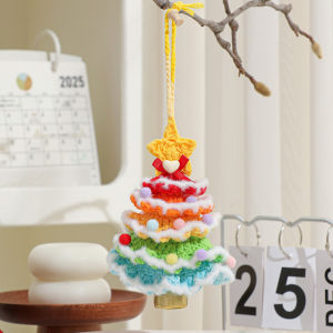Plush Christmas Pendant Wool Crochet Christmas Tree Small Ornaments Christmas Decorations Car Pendants