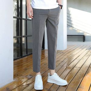 Quần tây nam quần tây âu nam quần vải nam Hàn Quốc chất liệu vải mỏng mát ống đứng xếp li ôm dáng người mặc