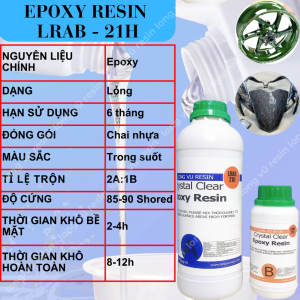 Keo Epoxy Resin Trong Suốt 2:1- LRAB21H - Chuyên Dụng Cho Dán Phủ Carbon Fiber Xe Máy Ô tô Phụ Kiện