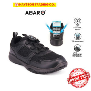ABARO T2381N TwistTech + NameTech Black School Shoes