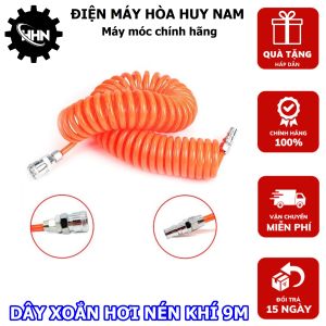 Dây hơi máy nén khí xoắn phi 8 dài 9m có sẵn 2 đầu nối bình hơi dây hơi khí nén lò xo - Hàng chính hãng - Bảo hành toàn quốc