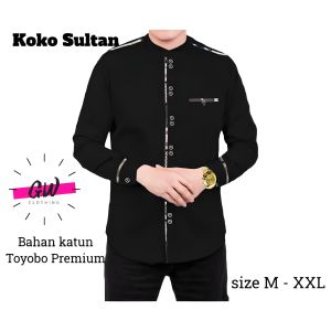 GW KEMEJA MUSLIM KOKO SULTAN ( MLXLXXL 9 Warna ) Pakaian Kemeja Koko TOYOBO Lengan Panjang Jumbo Kemeja Muslim Ramadhan Koko Pria Jumbo Model Lebaran Terbaru [abu marun navy tosca army mint putih kunyit hitam cream]