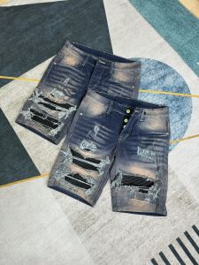 Quần short jean nam xanh rách vá da phong cách xu hướng 2024 vải jean dày mềm kiểu dáng trẻ trung đúng form giá tốt