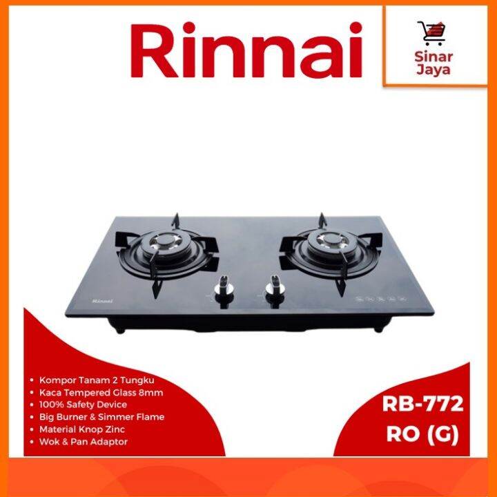 RINNAI RB-772 RO (G) / RB-772 ROG Kompor Gas Tanam Kaca 2 Tungku ...