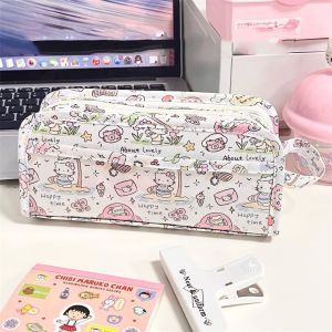 PELLETIZING Transparent Partition Kitty Pencil Bag Large Capacity Cute Pen Pencil Case Storage Bag Zipper Stationery Bag School