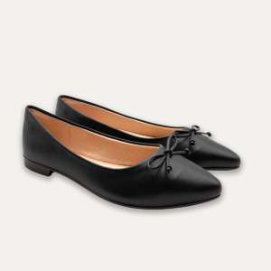 DEAR BLISS Adriana Napa Black Bow Pointed Toe Flats