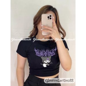 Crop Top Kuromi Purple RIB
