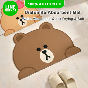 100% Authentic Line Friends Bathroom Mats Non-Slip Diatomite Absorbent Mat Kitchen Floor Mat Absorbent Carpet Mats Nano Diatom Mud Mat Drainage Mat BROWN CHOCO LFB29