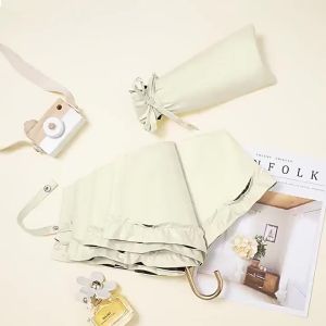 Japanese Style wpc Umbrella Manual Folding Umbrella Mini Ultra-Light Vinyl Parasol UV Protection Student Sunshade