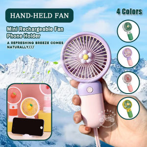Mini Fan Rechargeable Portable Electric Fruit Fan with Mobile Phone Stand Handheld Small Fan
