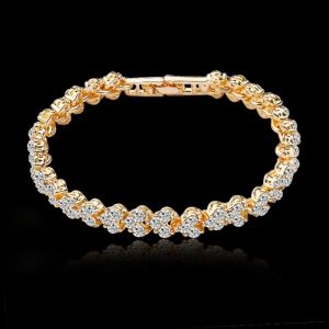 [LK]  18K Gold  Cubic Zirconia Inlaid Bracelet Bangle Party Women Jewely