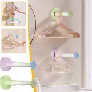 Multi-functional Retractable Clothes Rack Wall-mounted Hanger Storage Rack Scalable Wall Installation Rack Home Organizer