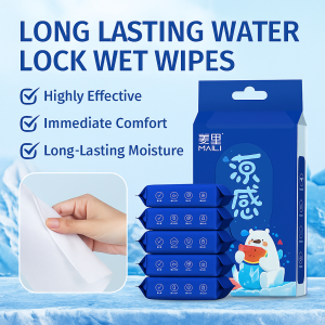 Long Lasting Water Lock Wet Wipes Wake Up Facial Wipes Refreshing Cleaning Wipes Cooling Mint Removes Dirt Without Removing Grease