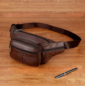 Genuine Leather Waist Bag Multifunction outdoor Run sling backpack ​Waist Pack  Fanny Pack Belt Bag For Phone Pouch