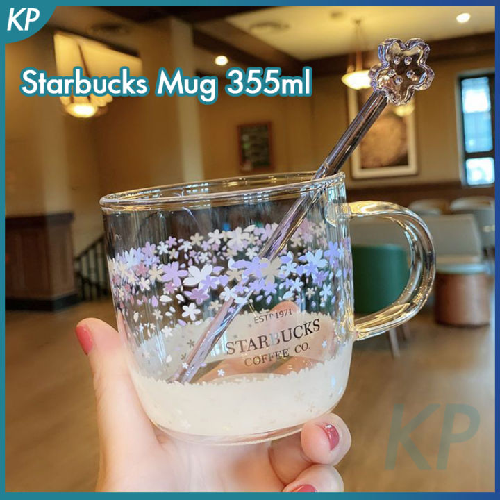 Starbuck Mug Glass Cup 355ml Romantic Sakura Coffee Cup Milk Cup Drinking Office Glass Tea Cup